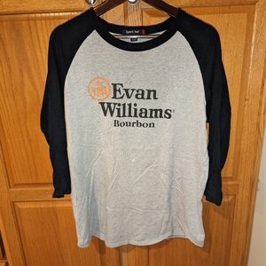 Evan Williams baseball tee 3/4 sleeve t shirt black gray men size M medium 